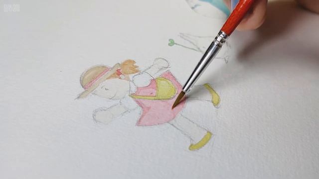 Watercolor Painting / Mei and Totoro / Sketch n Painting Process смотреть онлайн