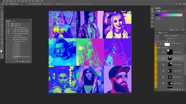 How to use Multi Pop Art photoshop action смотреть онлайн