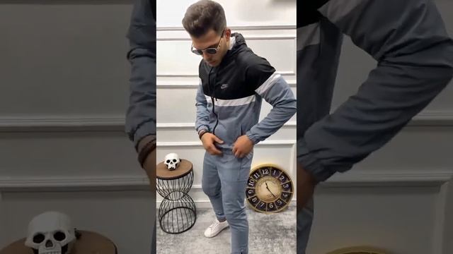 Мужской спортивный костюм Nike (Найк) (2211), плащевка, турция, осенний весенний, серый черный