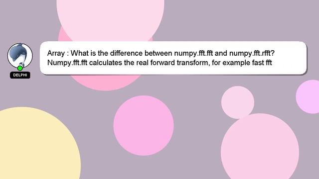 Array : What is the difference between numpy.fft.fft and numpy.fft.rfft? смотреть онлайн
