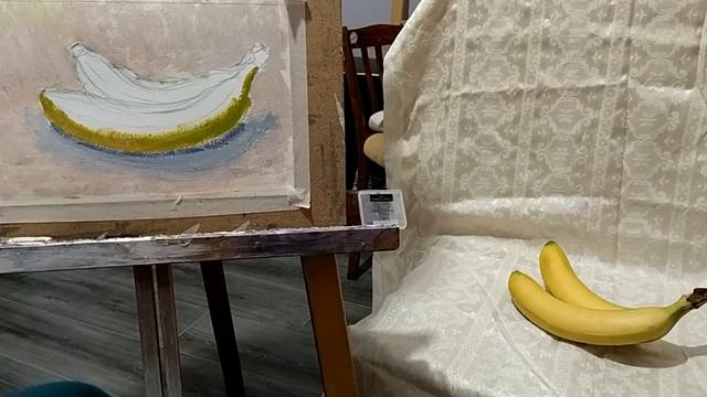 Этюд бананов гуашью, работа с натуры смотреть онлайн
