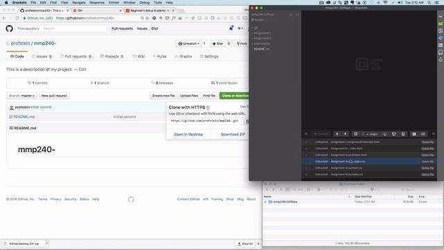 Create GitHub Repository from Existing Files using Brackets Git смотреть онлайн