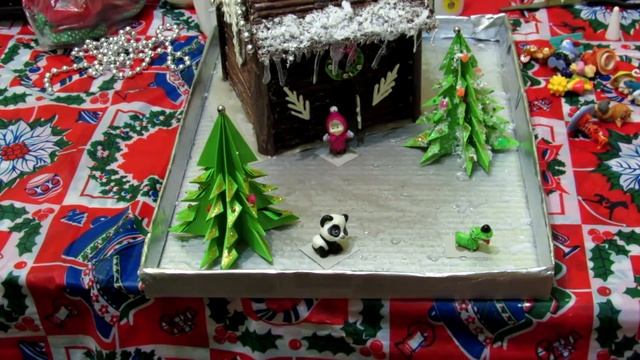 Новогодняя композиция своими руками для детского сада - домик смотреть онлайн