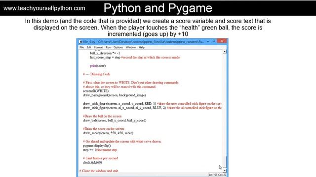 06-Adding a score variable + increment: Pygame - easy tutorial смотреть онлайн