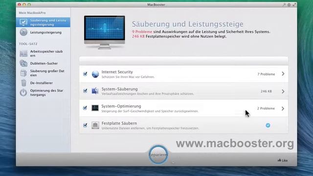 Laden Sie MacBooster für große Files Cleaner, App Uninstaller, Memory Optimizer und mehr смотреть онлайн