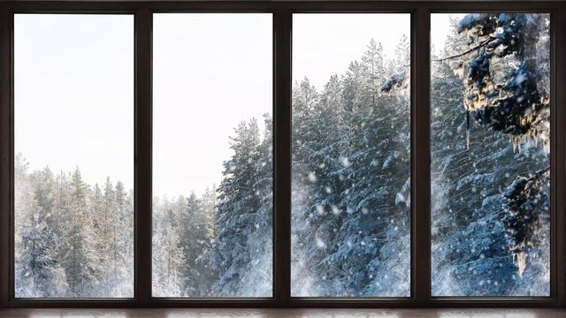 4K Snowing Winter Forest window View - Relaxing, Calming, Ambience смотреть онлайн