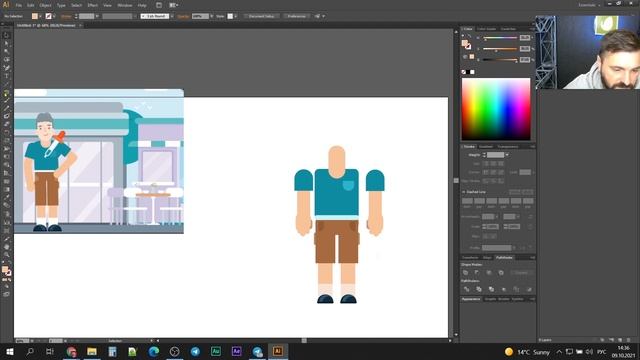 Создание векторного персонажа во флет стиле. Flat Character Design Adobe Illustrator for Animation смотреть онлайн