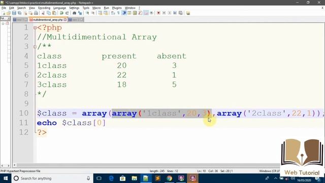 php tutorial for beginners full | Multidimentional Array Part-13 | Web Tutorial by Nikhil Koshti смотреть онлайн