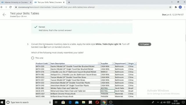 Coursera | Excel Skills For Business: Intermediate I All Quizzes Answers And Solutions