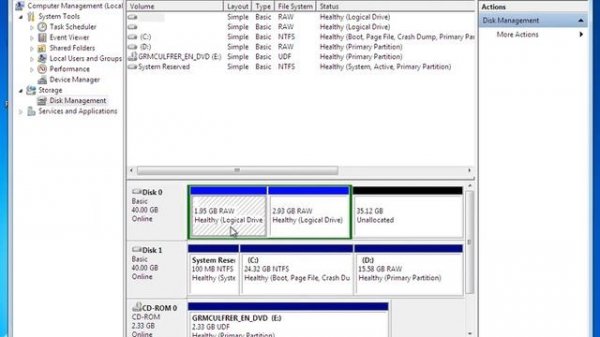 Windows 7 disk management by cmd