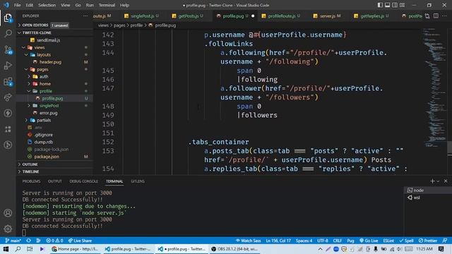 ?27. Profile Page | Full Stack Twitter Clone with Node, Express, MongoDB, Socket.io, Pug.js & Redis смотреть онлайн