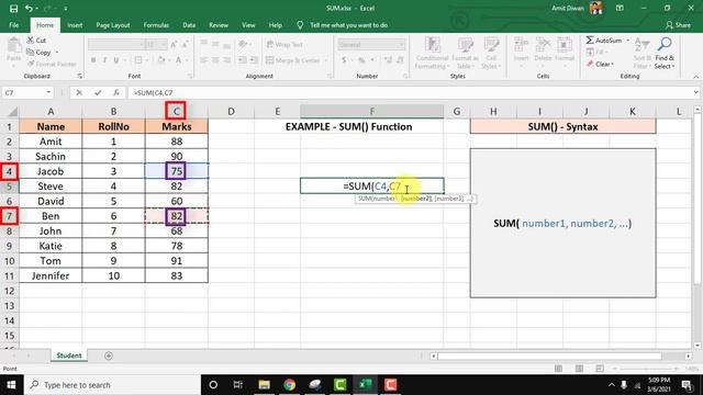 SUM() function in Excel with Examples смотреть онлайн