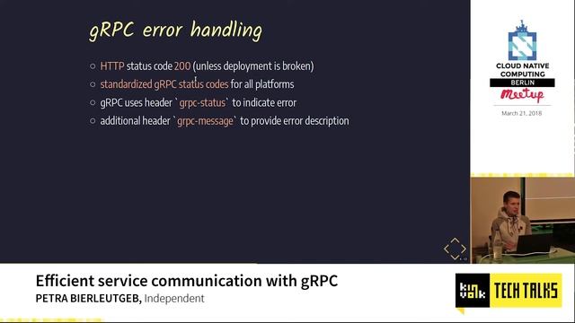 Kinvolk Tech Talks: Efficient service communication with gRPC with Petra Bierleutgeb смотреть онлайн
