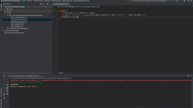 Diagonal Difference - Kotlin (Hackerrank) смотреть онлайн