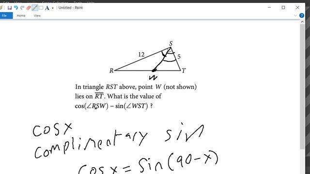 SAT Math Trig Problem! Sin - Cos (Answer and Explanation) смотреть онлайн