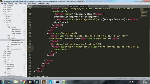 Part 15 ecommerce products data store in laravel | laravel 8 ecommerce project tutorial hindi смотреть онлайн