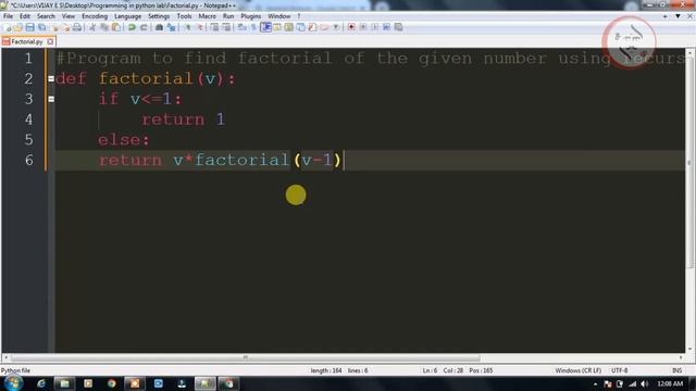 Program to find factorial of the given number using recursive function #python #find_factorial_num смотреть онлайн