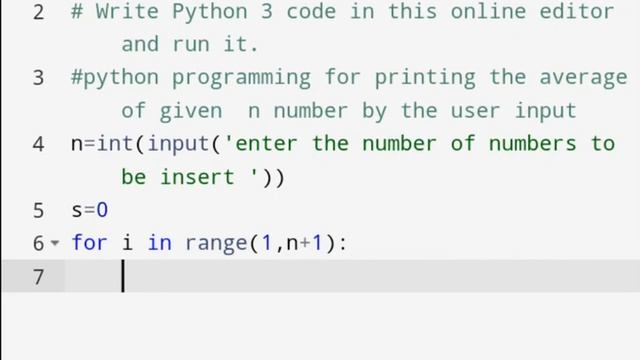 Python Programming for printing the average of given n numbers by user input in python смотреть онлайн
