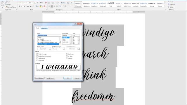 How To Use OpenType Fonts In Microsoft Word