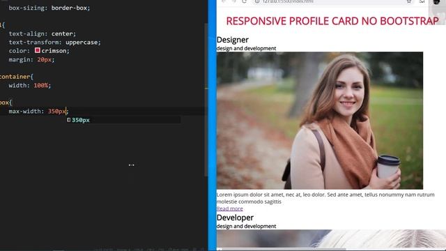 Responsive Profile Card No Bootstrap | HTML & CSS смотреть онлайн