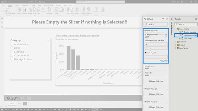 Nothing selected in Power BI Slicer? Then don't show data! смотреть онлайн