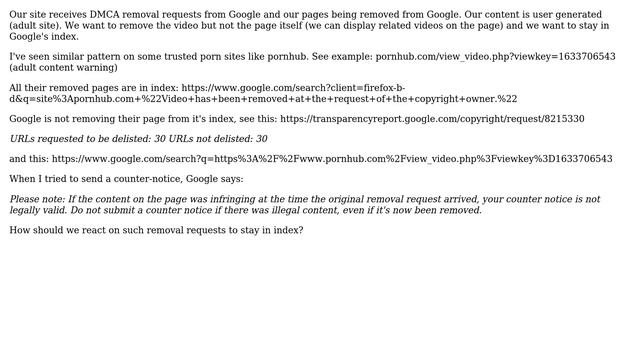Webmasters: Google DMCA removal - proper way to react to avoid being de-listed from SERP смотреть онлайн
