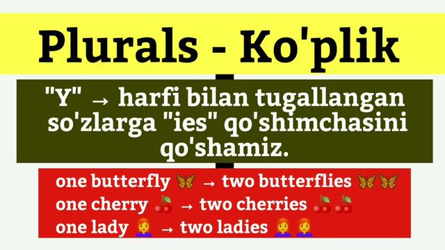 Plurals - Ko'plik. Ingliz tilida ko'plik qo'shimchasi S, IES, ES va VES qo'shimchalarini qo'shilish смотреть онлайн