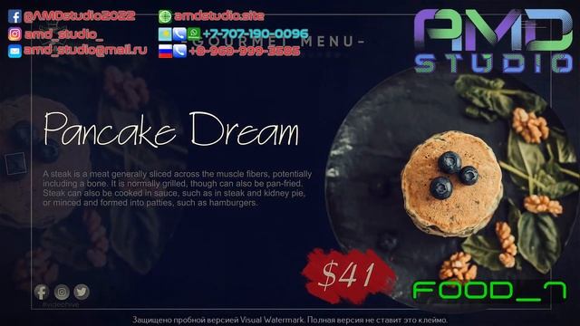 Заказать видеоролик для рекламы кафе или ресторана. Ресторанное меню. (FOOD_7) смотреть онлайн