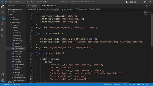 How to Register Widget Section WordPress and Showing Sidebar in Single Post View || WP Theme Dev смотреть онлайн