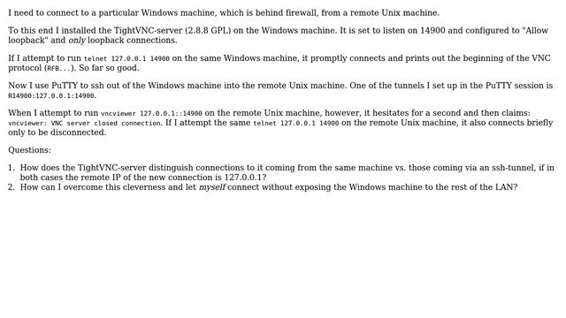 How to connect to a TightVNC-server on Windows via ssh-tunnel? смотреть онлайн