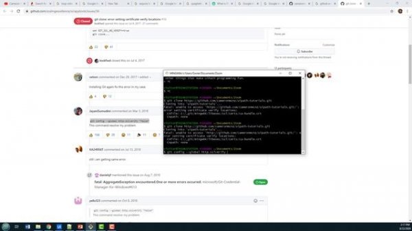 Fix Git clone's fatal setting SSL certificate error