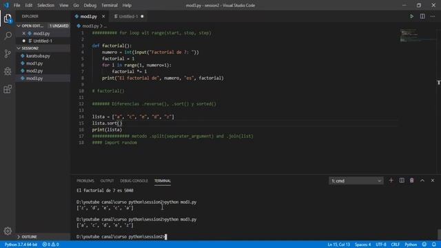 tutorial python - range, sort, split, import смотреть онлайн