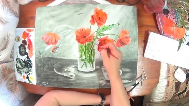 Нарисовать МАКИ масляными красками( 2 часть) смотреть онлайн