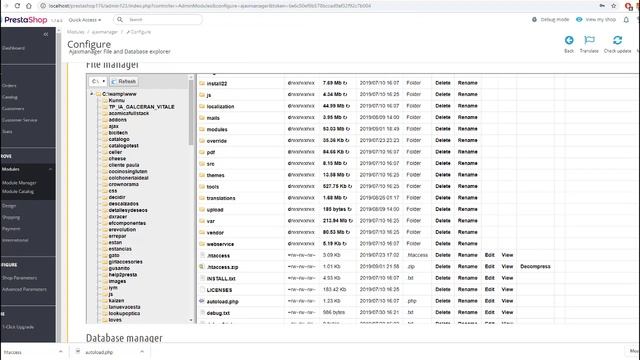 Ajax file manager / database for PrestaShop смотреть онлайн
