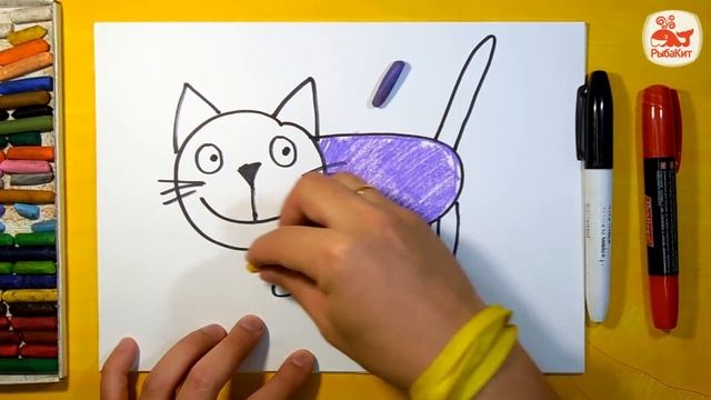 Как нарисовать Кошку, Урок рисования для детей от 3 лет смотреть онлайн