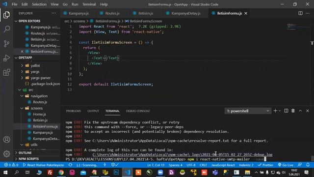 #22 - React Native İle Mobil Uygulama Geliştirme: OpetClone App - İletişim İşlemleri смотреть онлайн