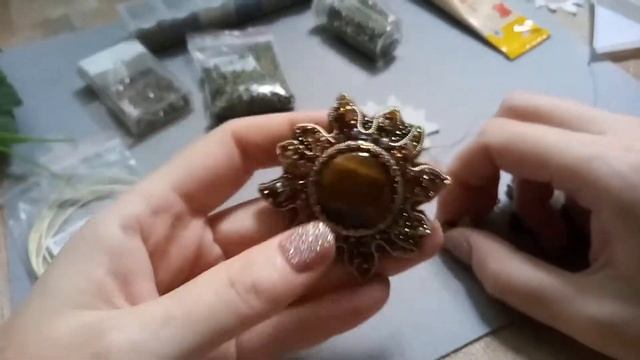 Кулон "Ярило" из кабошона Тигрового глаза. Украшение в Славянском стиле смотреть онлайн