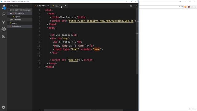 2. Vue.js Basics 9 Two way Data Binding v model смотреть онлайн