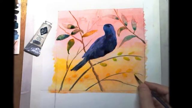 Рисуем скворца акварелью смотреть онлайн