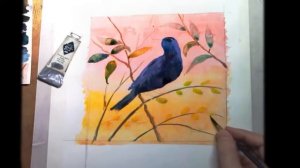 Рисуем скворца акварелью
