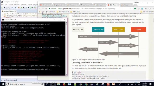 এক্লিপস, গিট এবং গিটহাব - Use and Usage of Git status command смотреть онлайн