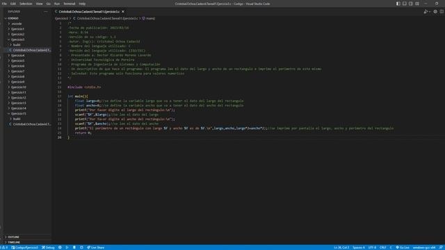 Cristobal Ochoa Cadavid Tarea01 Ejercicio3 c Codigo Visual Studio Code 2023 02 17 15 32 00 смотреть онлайн