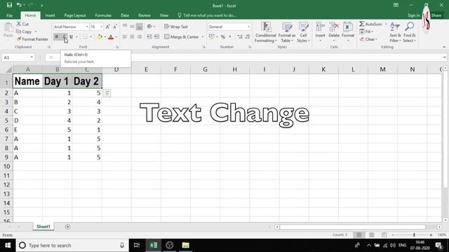 How To Change Font, Font Size, & Use Bold, Italic, Underline A Text In Excel In Hindi | Part 5 смотреть онлайн