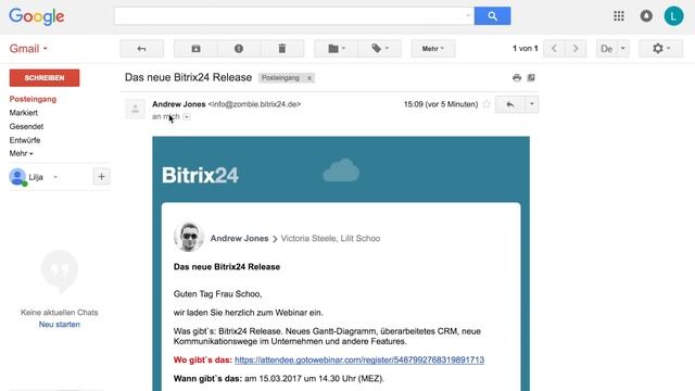 Nachricht aus Bitrix24 Activity Stream an externe Nutzer verschicken смотреть онлайн