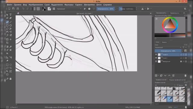 Первое видео. Скелет дракон в Krita. смотреть онлайн
