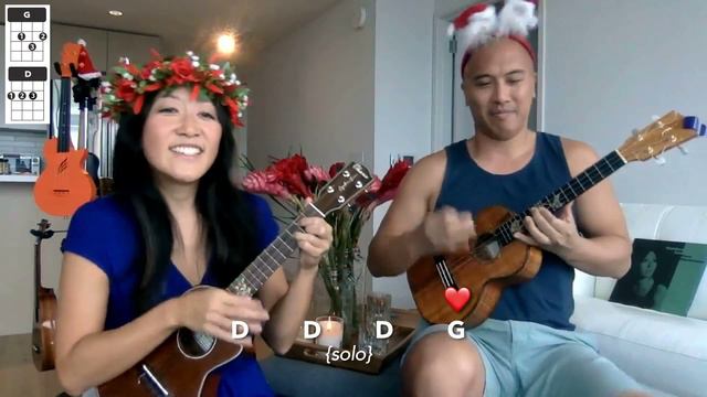 Rockin' Around The Christmas Tree - Easy Ukulele Play-Along // Cynthia Lin & Ben Ahn