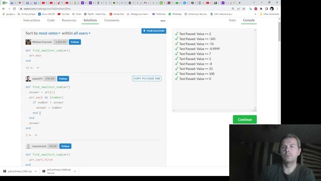 Ruby решение - Find the Smallest Number in an Array смотреть онлайн