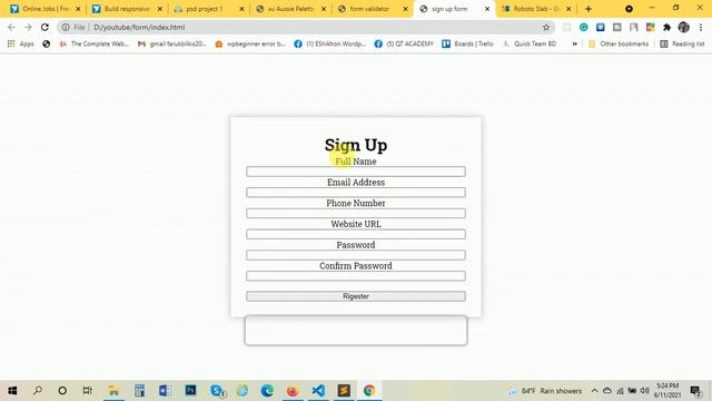 how to create html form , validation with html attribute , register form using html CSS смотреть онлайн