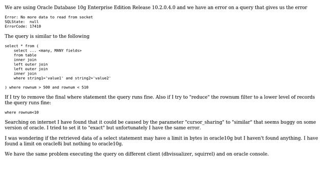 Databases: oracle: No more data to read from socket (2 Solutions!!) смотреть онлайн