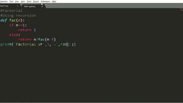 3. Factorial program in python (Using Recursion,for loop,factorial() function) смотреть онлайн